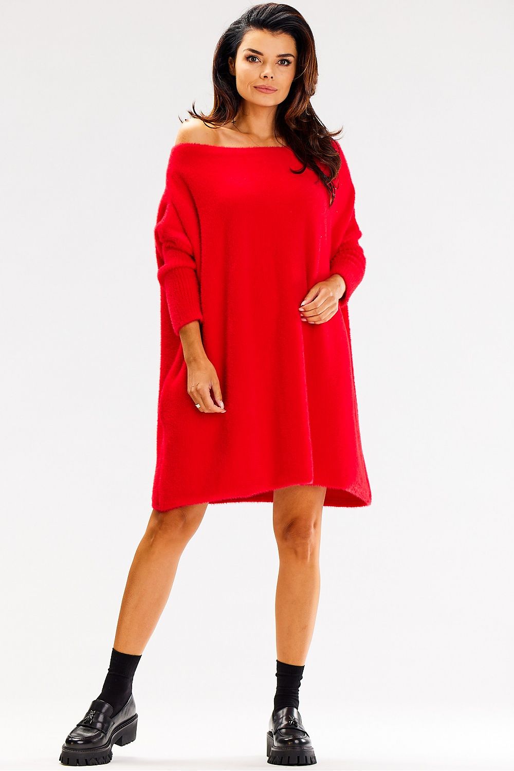 Oversized Langarmpullover mit Strickstoff und Sichtbarem Flor – Komfortabel und Trendy