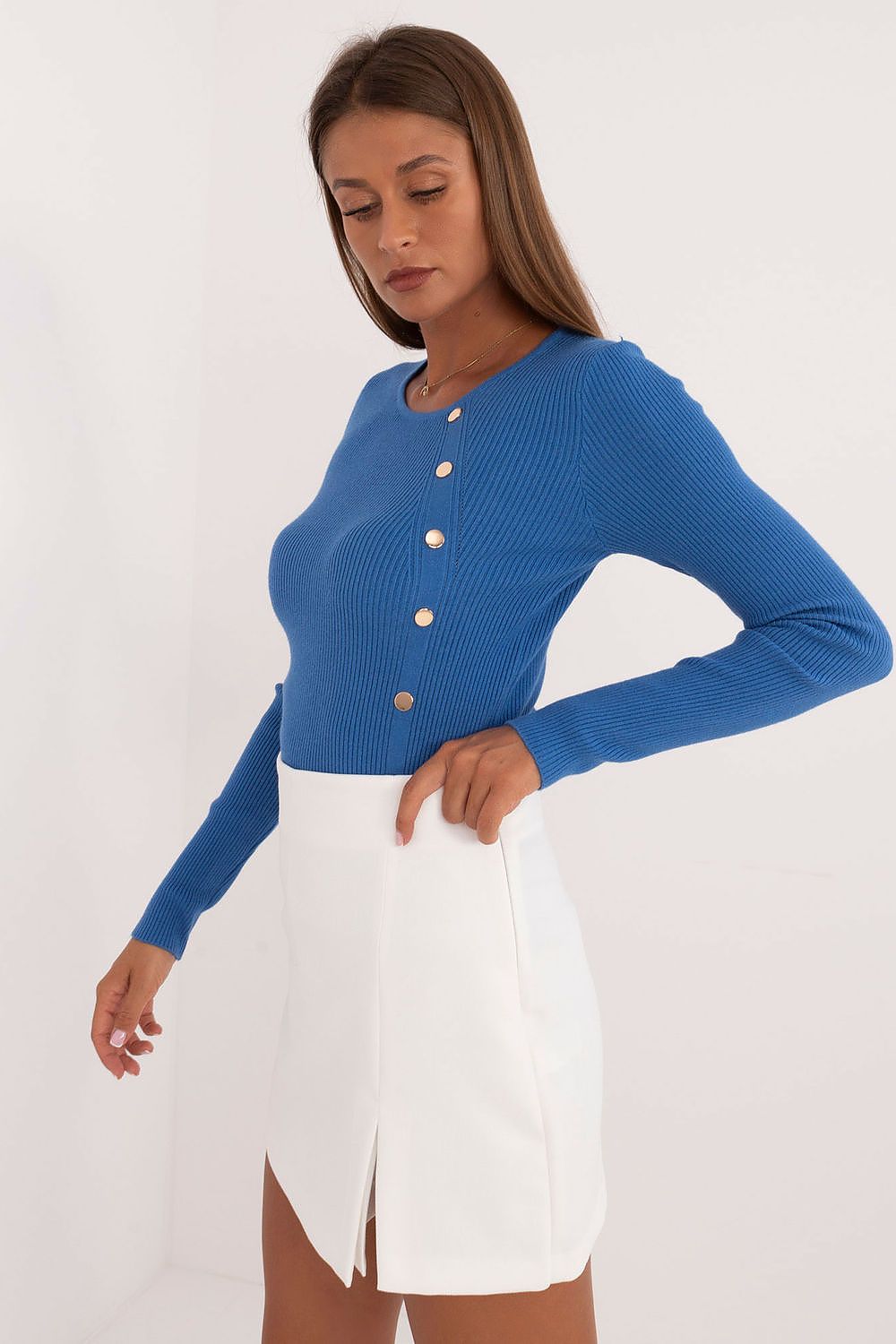Lässiger Damenpullover mit dekorativen Knöpfen und klassischem Design – Ideal für Alltag und Büro