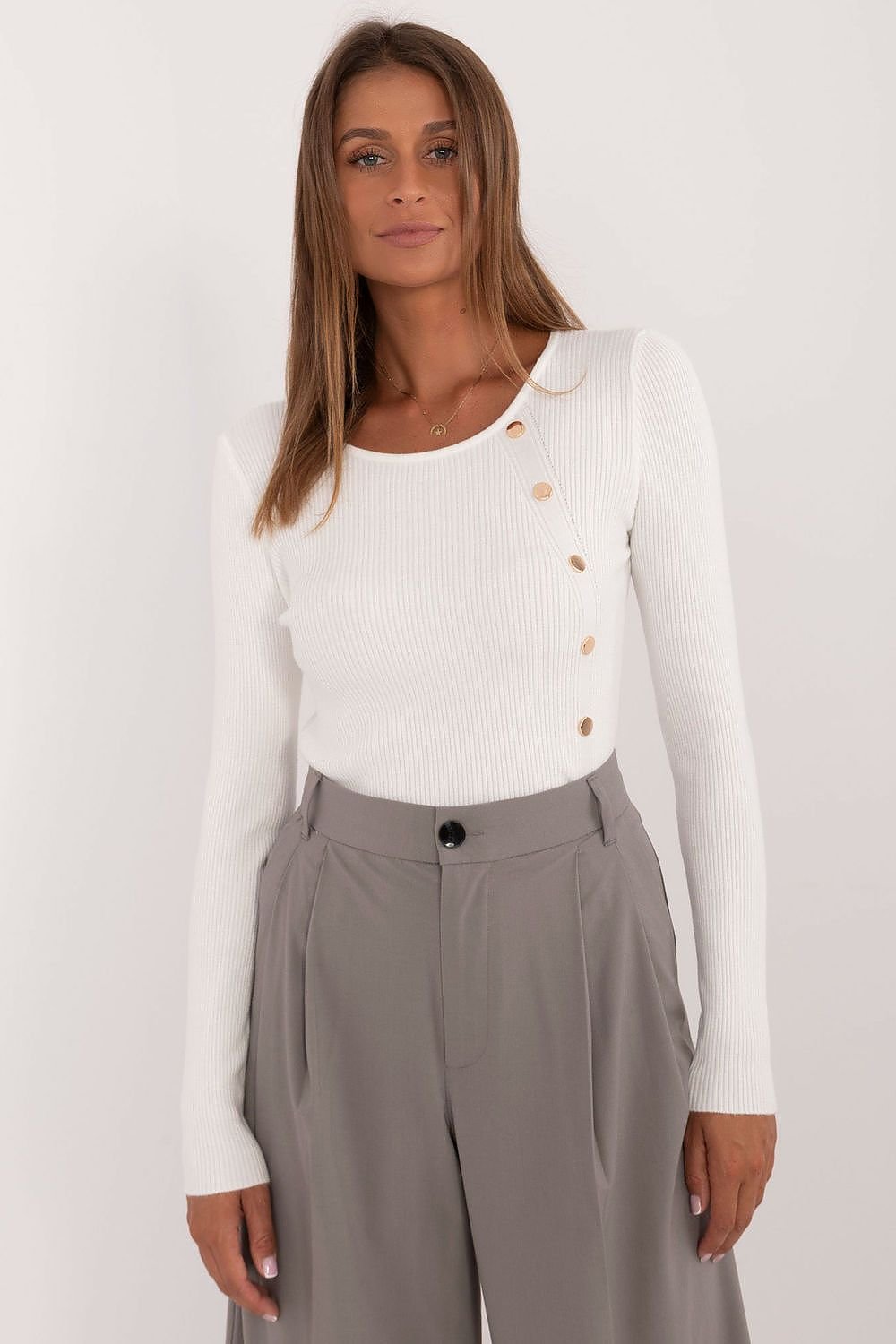 Lässiger Damenpullover mit dekorativen Knöpfen und klassischem Design – Ideal für Alltag und Büro