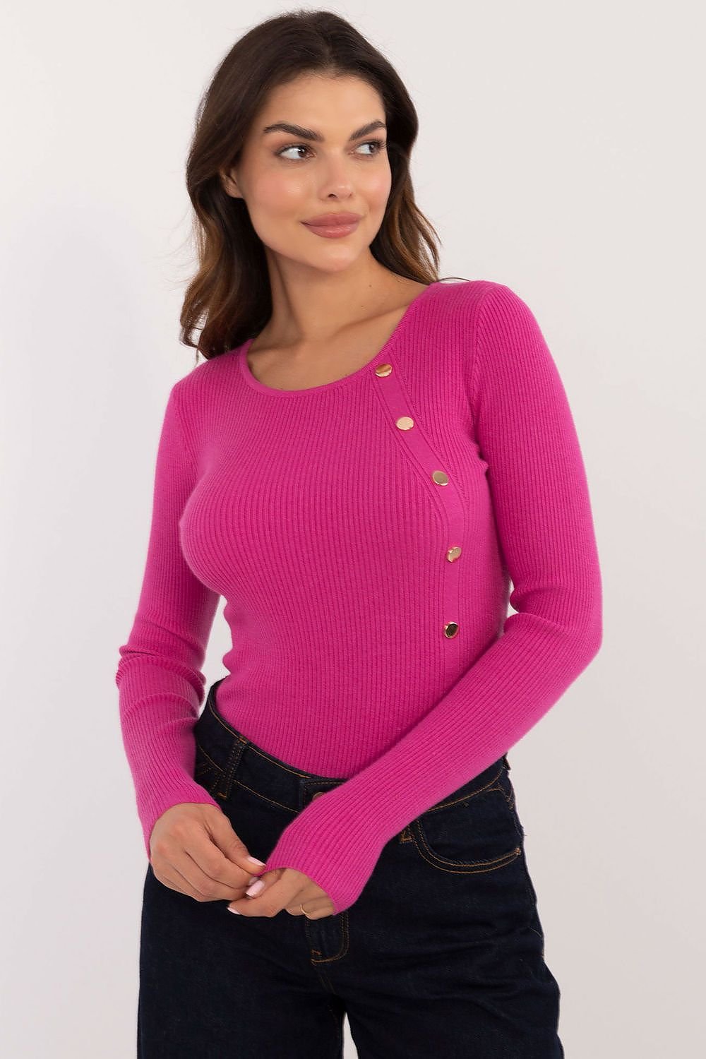Lässiger Damenpullover mit dekorativen Knöpfen und klassischem Design – Ideal für Alltag und Büro