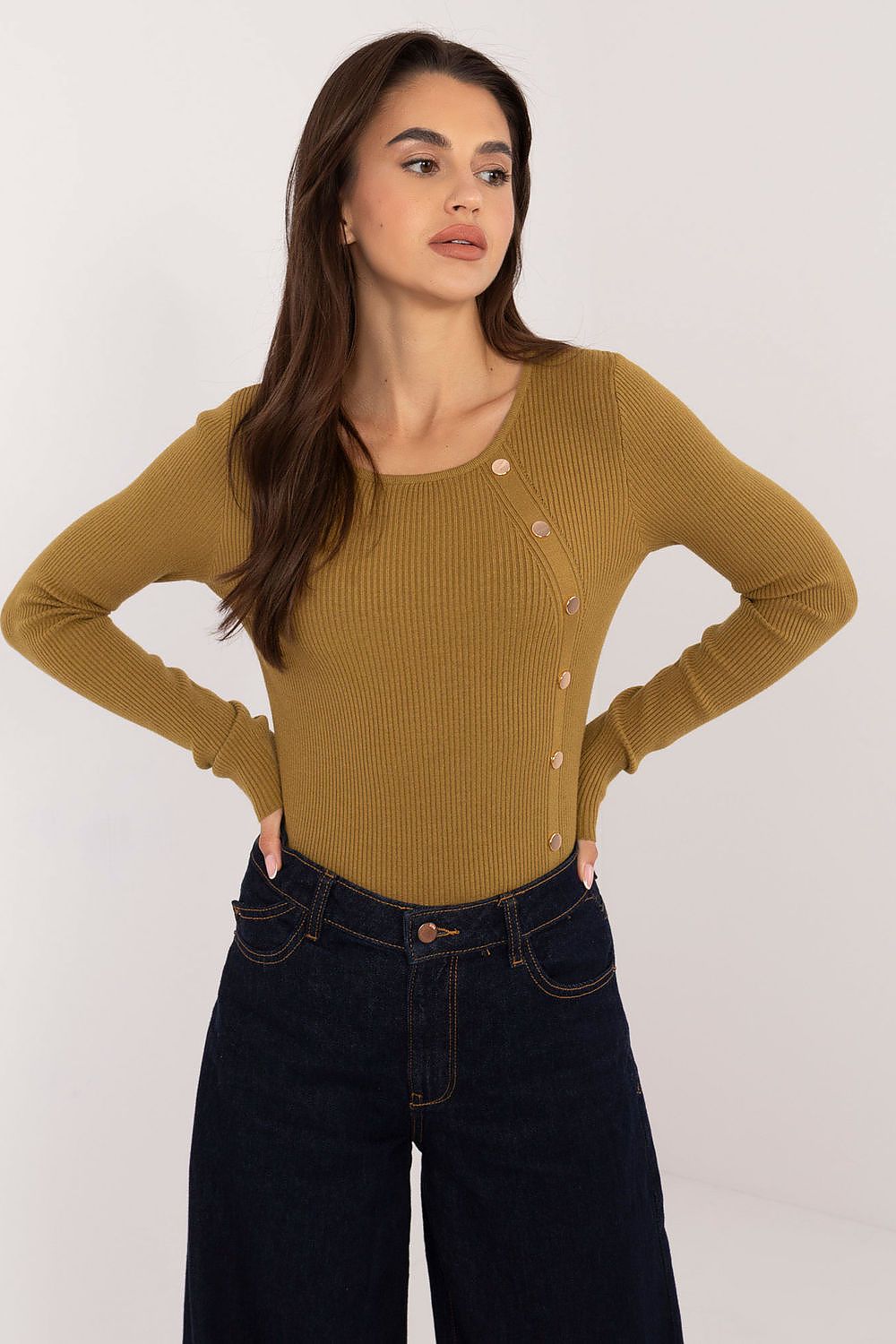 Lässiger Damenpullover mit dekorativen Knöpfen und klassischem Design – Ideal für Alltag und Büro
