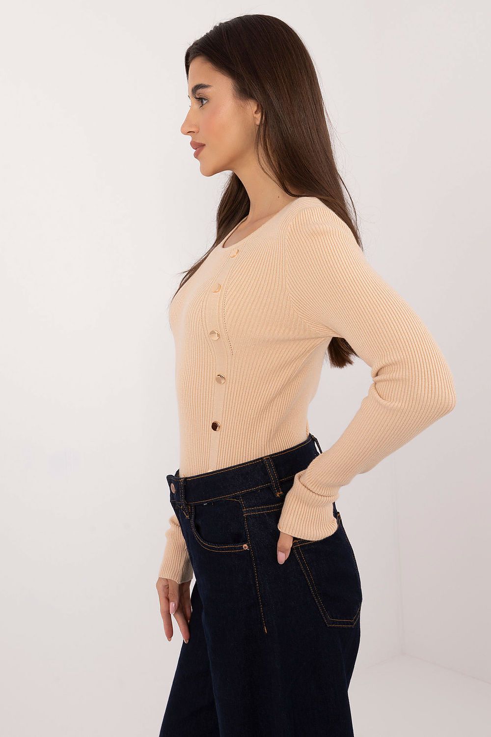 Lässiger Damenpullover mit dekorativen Knöpfen und klassischem Design – Ideal für Alltag und Büro