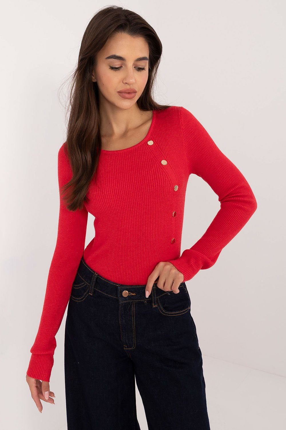 Lässiger Damenpullover mit dekorativen Knöpfen und klassischem Design – Ideal für Alltag und Büro