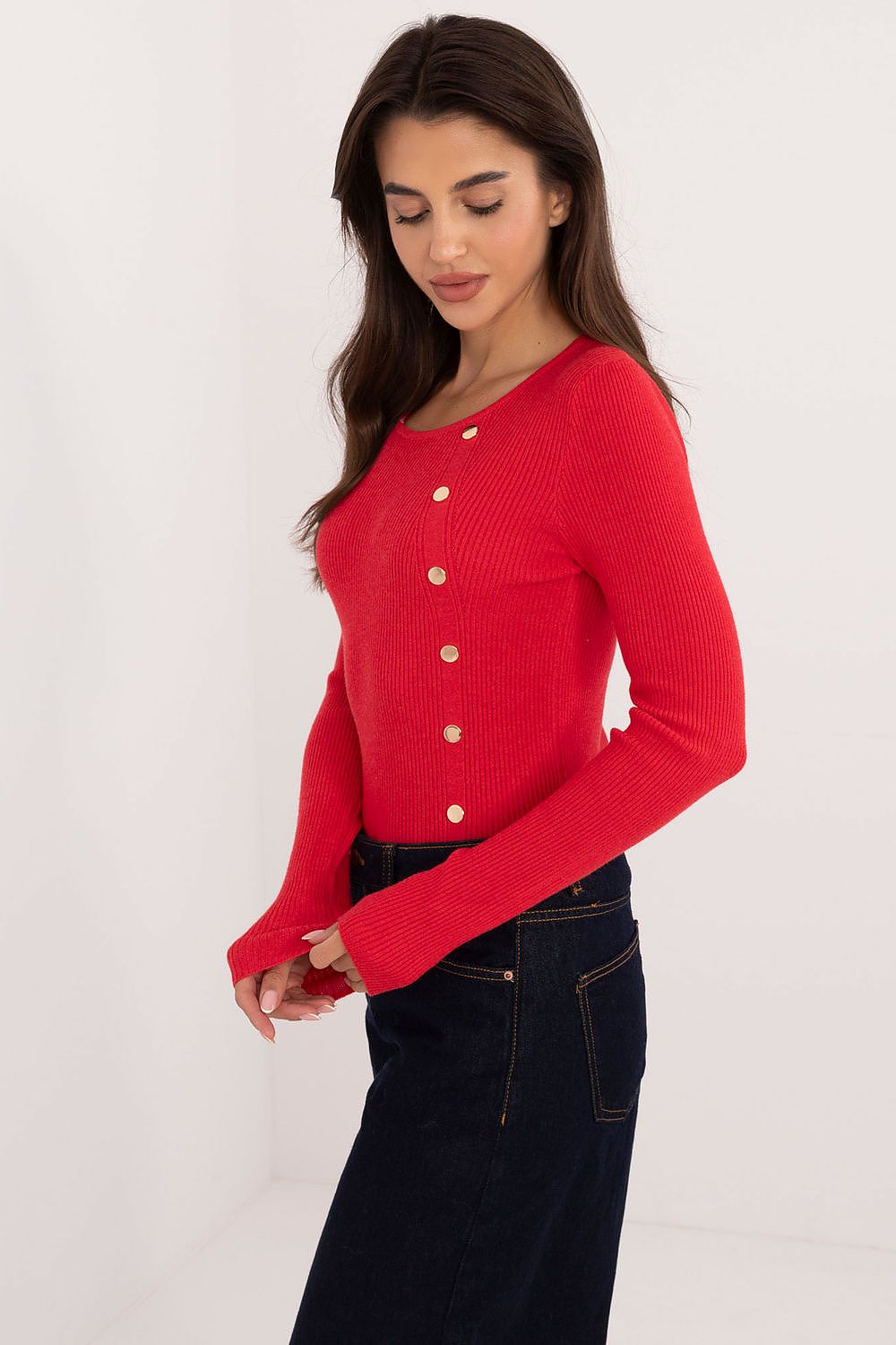 Lässiger Damenpullover mit dekorativen Knöpfen und klassischem Design – Ideal für Alltag und Büro