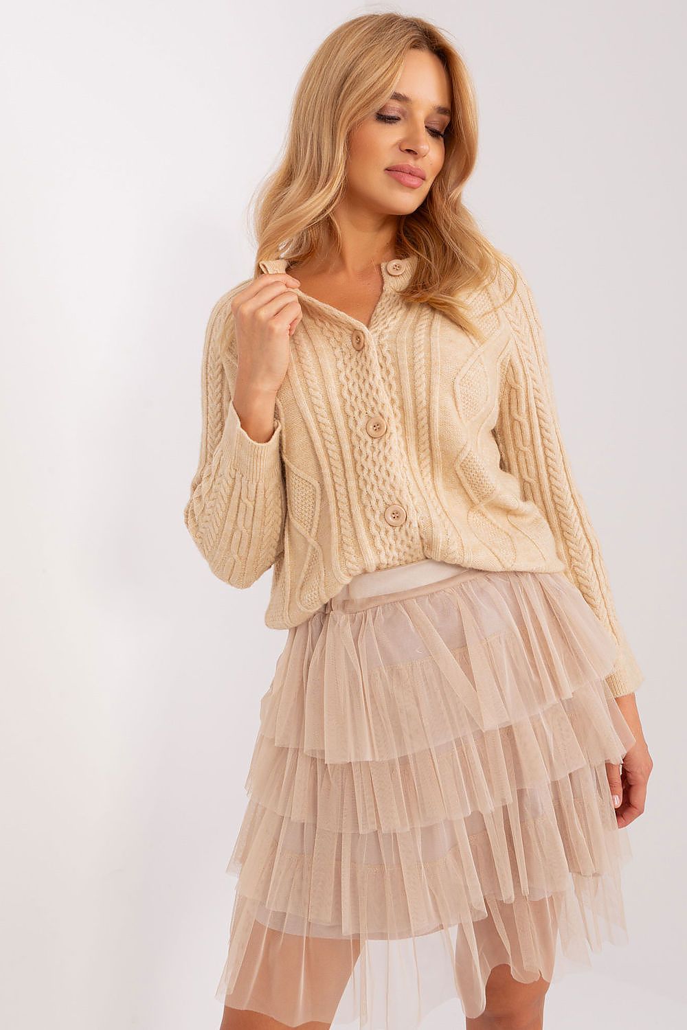 Stylisher Rundhals-Cardigan mit Knopfdetails