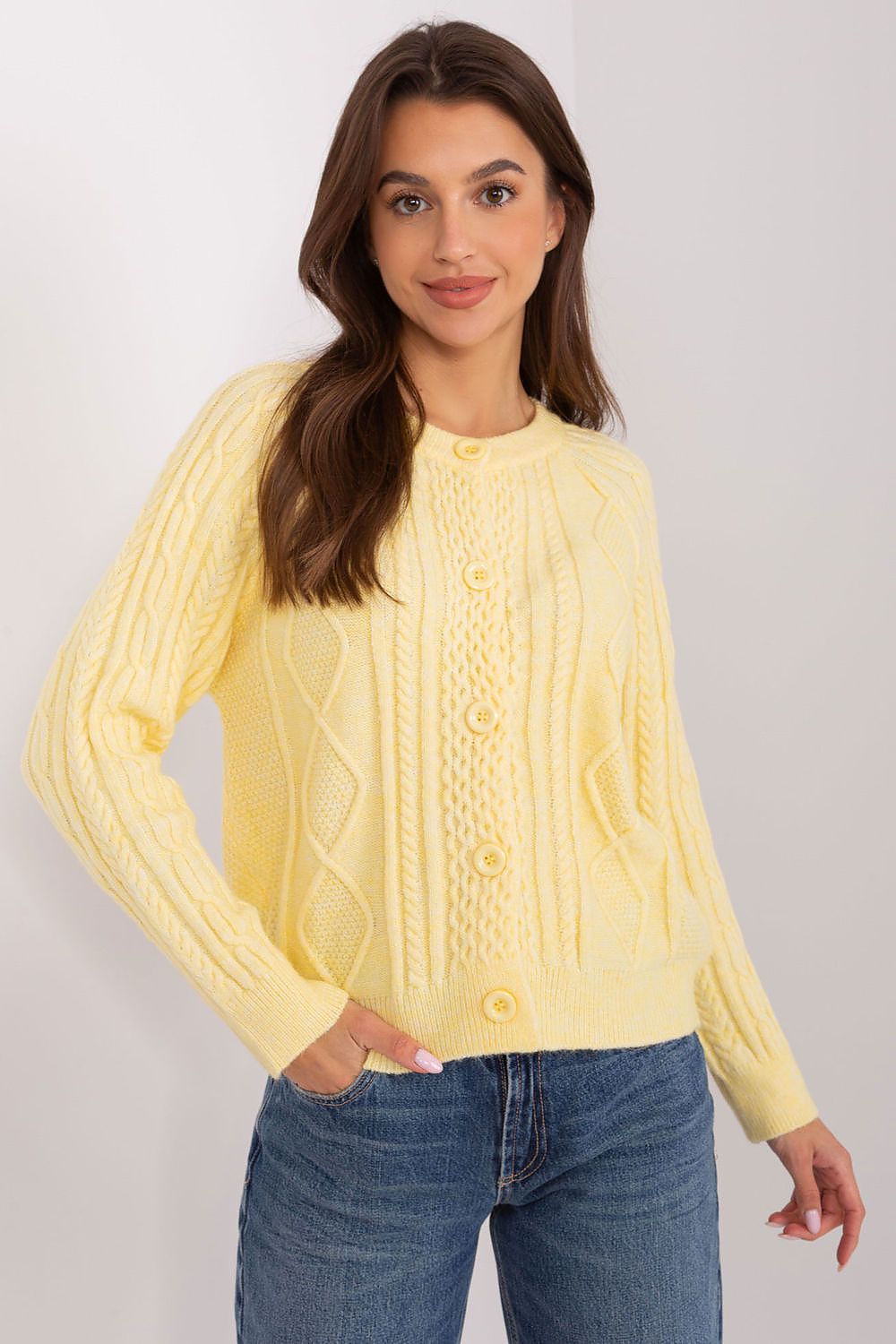 Stylisher Rundhals-Cardigan mit Knopfdetails