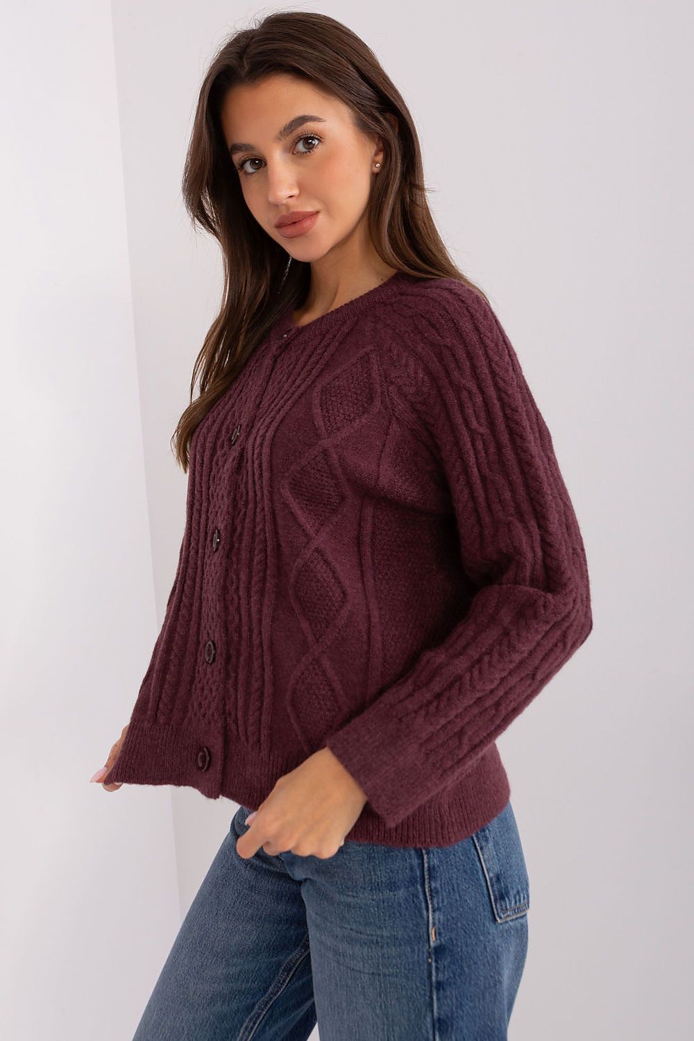 Stylisher Rundhals-Cardigan mit Knopfdetails
