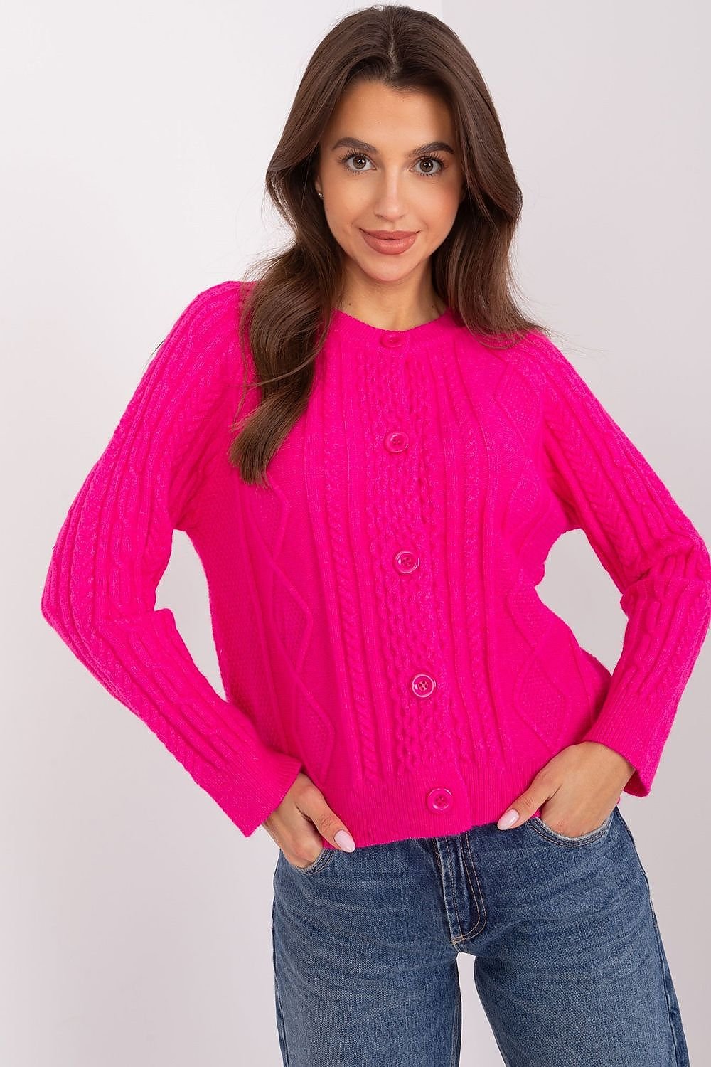 Stylisher Rundhals-Cardigan mit Knopfdetails