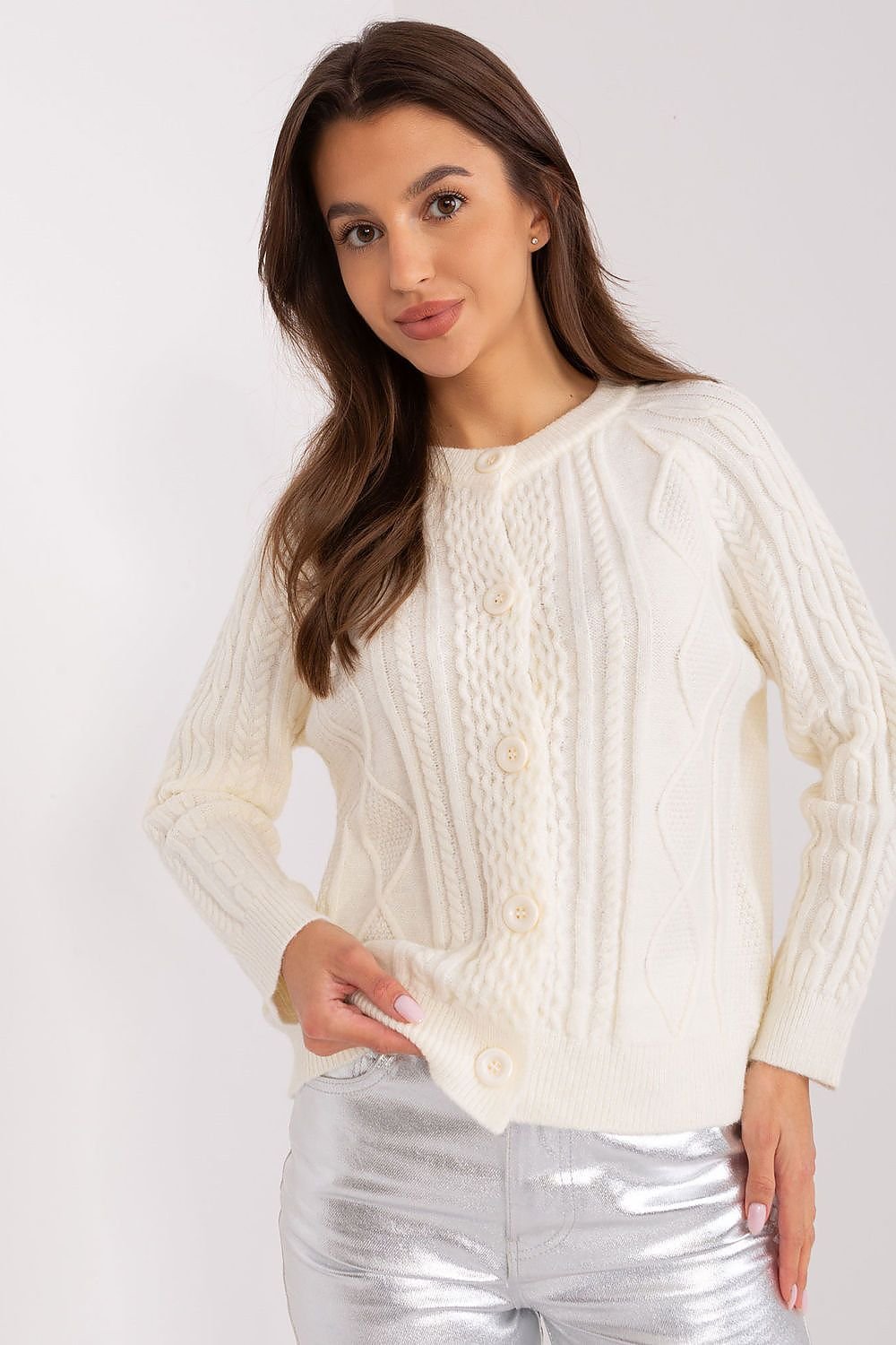 Stylisher Rundhals-Cardigan mit Knopfdetails