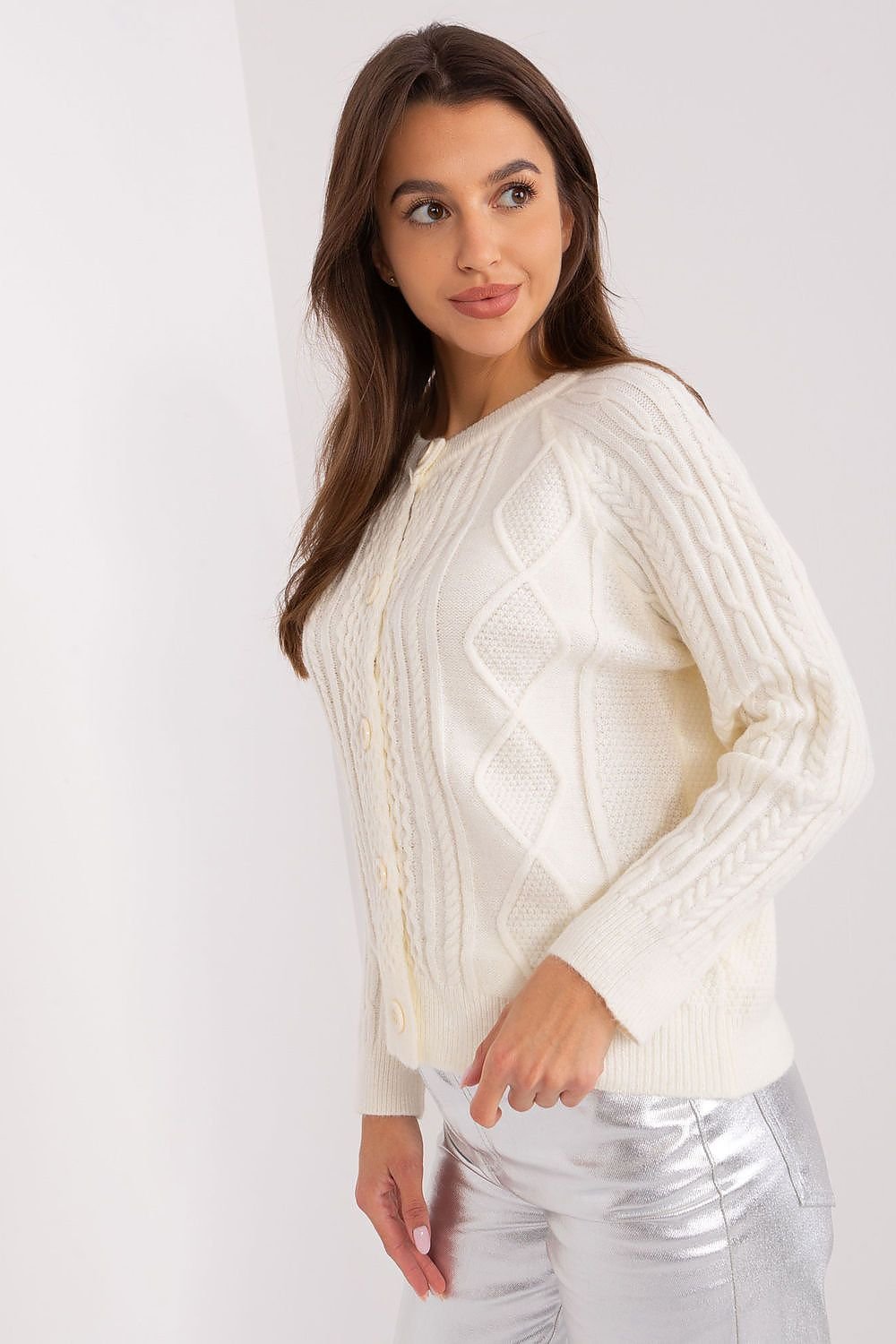 Stylisher Rundhals-Cardigan mit Knopfdetails