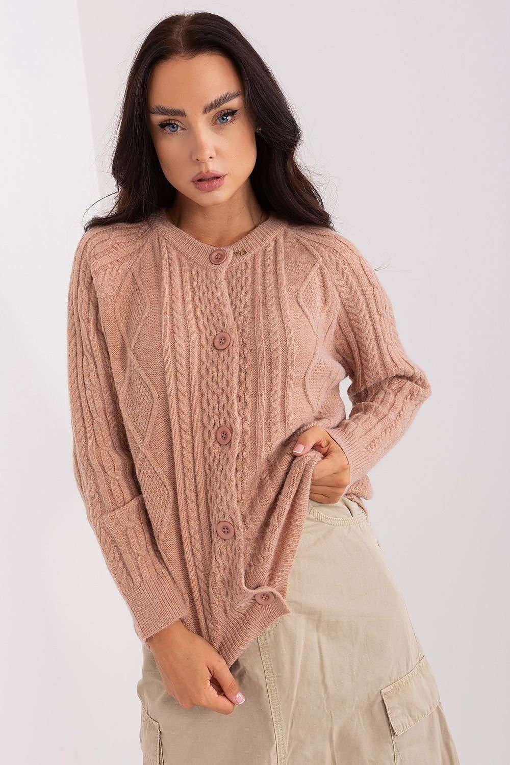 Stylisher Rundhals-Cardigan mit Knopfdetails