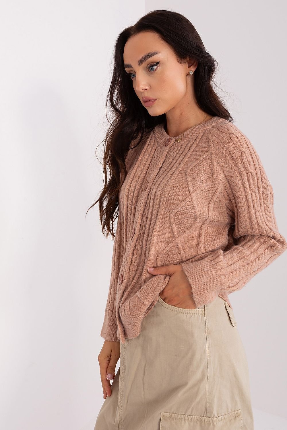 Stylisher Rundhals-Cardigan mit Knopfdetails