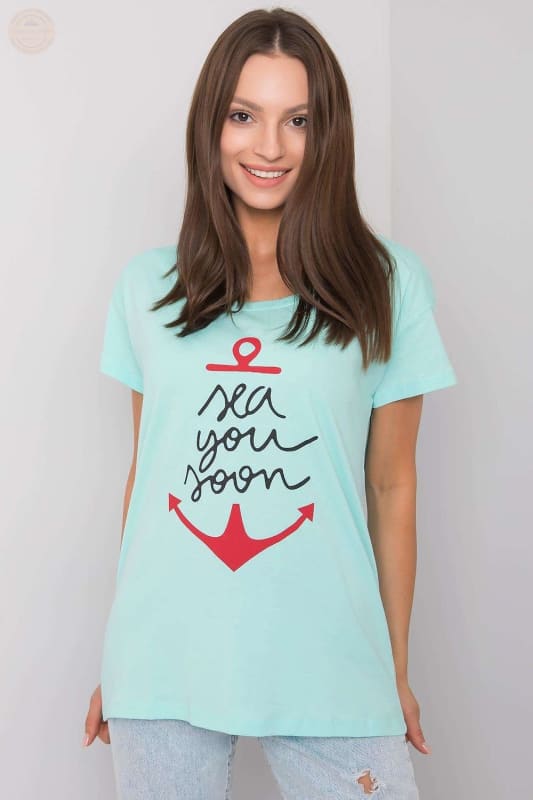 Damen T - Shirt mit kurzen Ärmeln und dekorativem Druck - Tomorrow Style