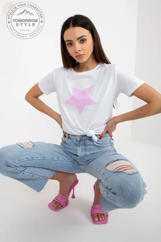 Machen Sie mit dem Damen - T-Shirt – Kurzarm - Print - Top auf sich aufmerksam - Tomorrow Style