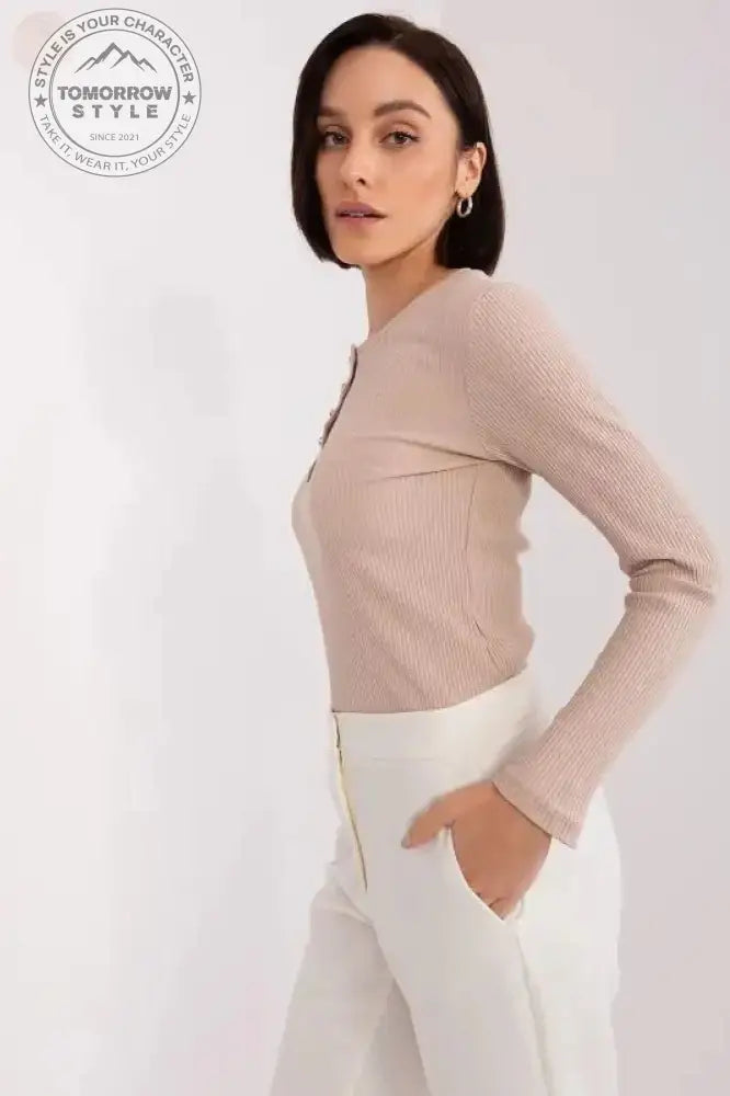 Schimmernde gestreifte Bluse: Eleganter Zirkon - Knopfverschluss - Tomorrow Style