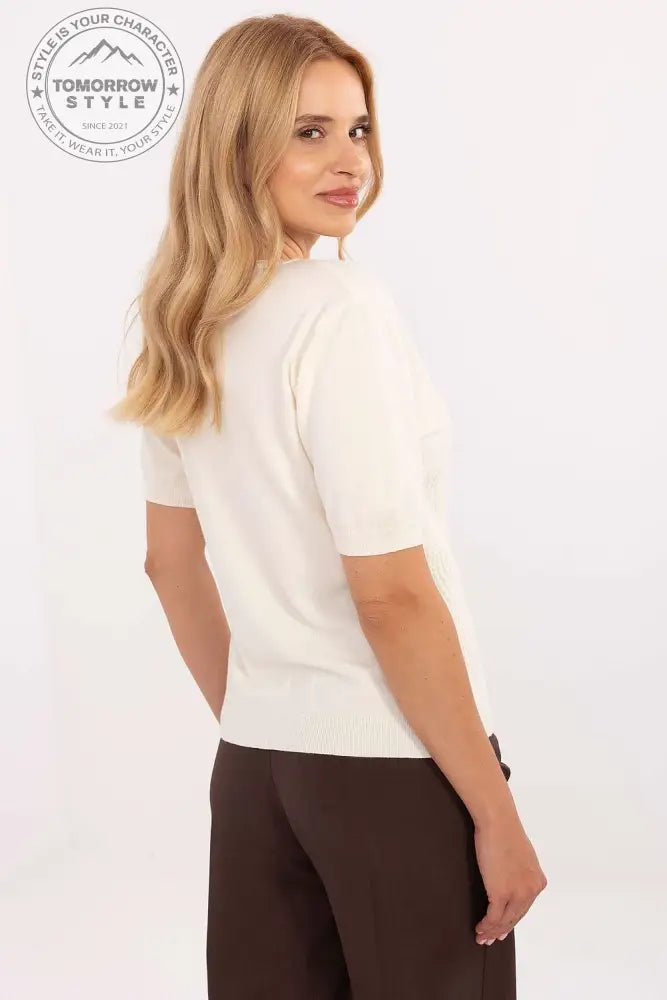 Stylischer Damenpullover mit V - Ausschnitt und raffiniertem Strukturdesign - Tomorrow Style