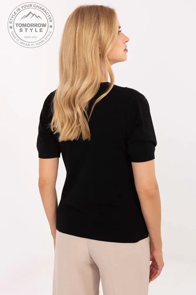 Stylisher Kurzarm - Damenpullover mit V - Ausschnitt und strukturiertem Design - Tomorrow Style