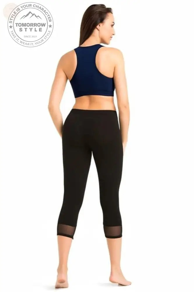 Ultra - Komfort - Leggings aus Baumwolle: Stylische 3/4 - Leggings mit Netzbesatz - Tomorrow Style