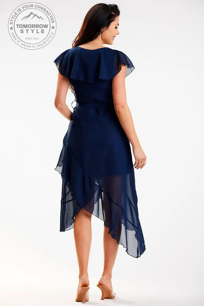 Dramatic Asymmetric Ruffle Dress