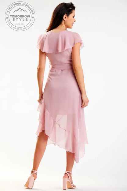 Dramatic Asymmetric Ruffle Dress