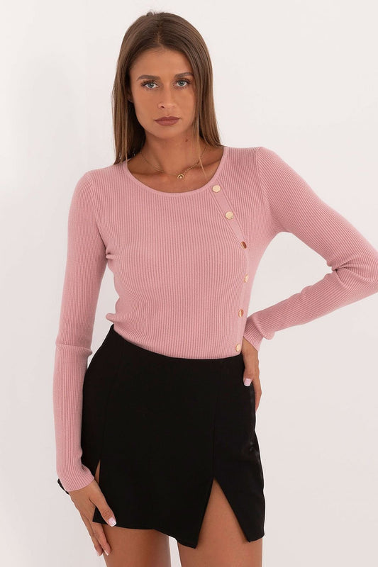 Lässiger Damenpullover mit dekorativen Knöpfen und klassischem Design – Ideal für Alltag und Büro