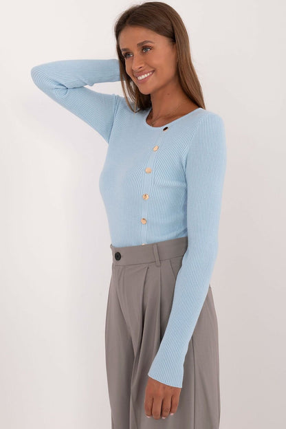 Lässiger Damenpullover mit dekorativen Knöpfen und klassischem Design – Ideal für Alltag und Büro
