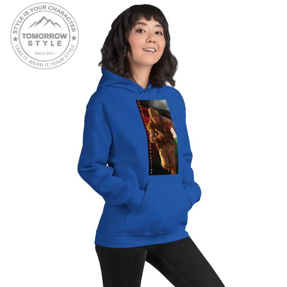 Bedruckter Damen Hoodie mit Motto „Gerechtigkeit für Palästina“ - Tomorrow Style