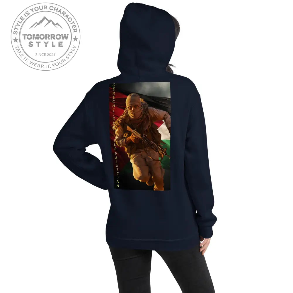 Bedruckter Damen Hoodie mit Motto „Gerechtigkeit für Palästina“ - Tomorrow Style