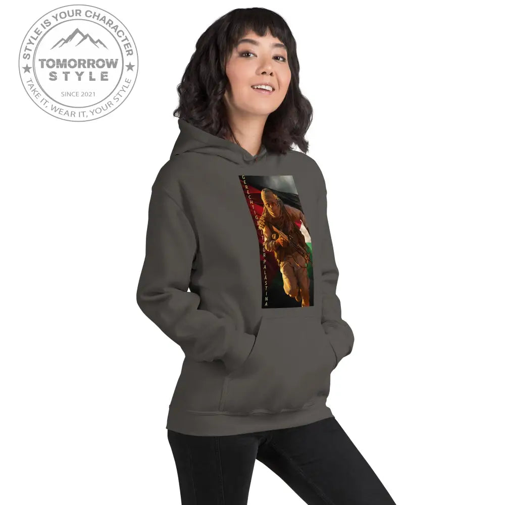 Bedruckter Damen Hoodie mit Motto „Gerechtigkeit für Palästina“ - Tomorrow Style
