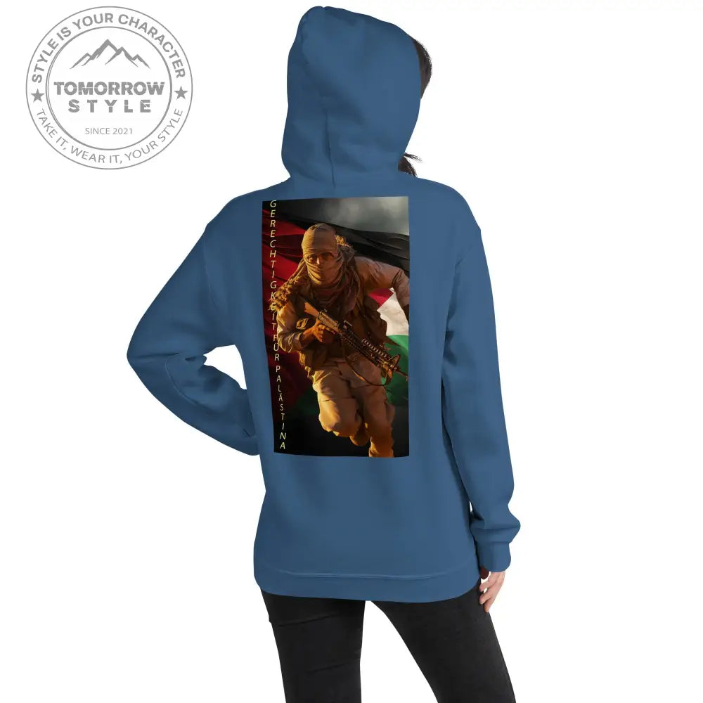 Bedruckter Damen Hoodie mit Motto „Gerechtigkeit für Palästina“ - Tomorrow Style