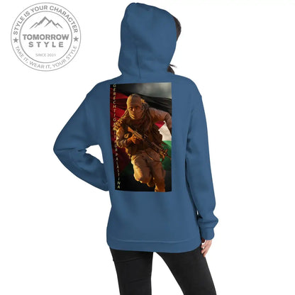 Bedruckter Damen Hoodie mit Motto „Gerechtigkeit für Palästina“ - Tomorrow Style