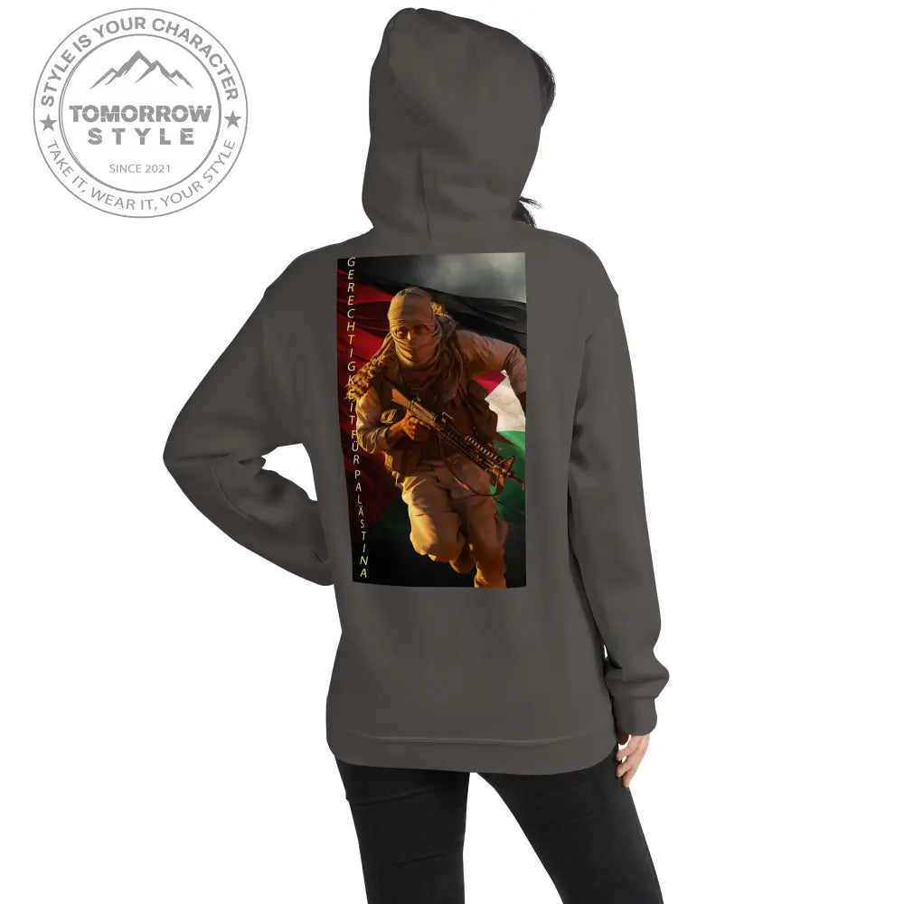 Bedruckter Damen Hoodie mit Motto „Gerechtigkeit für Palästina“ - Tomorrow Style