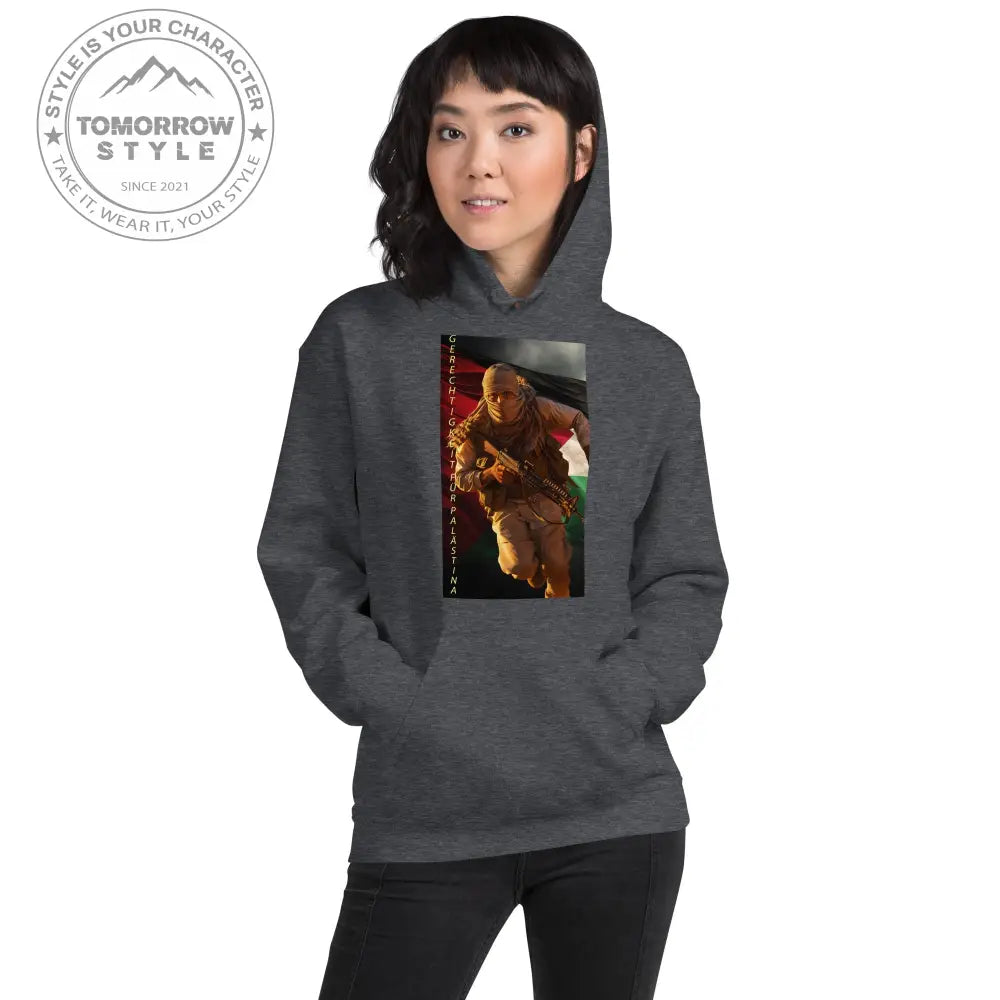 Bedruckter Damen Hoodie mit Motto „Gerechtigkeit für Palästina“ - Tomorrow Style