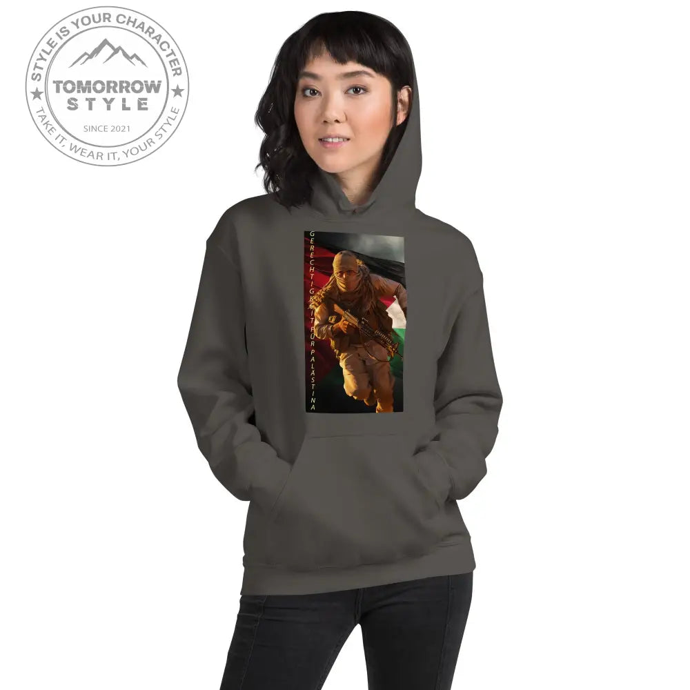 Bedruckter Damen Hoodie mit Motto „Gerechtigkeit für Palästina“ - Tomorrow Style