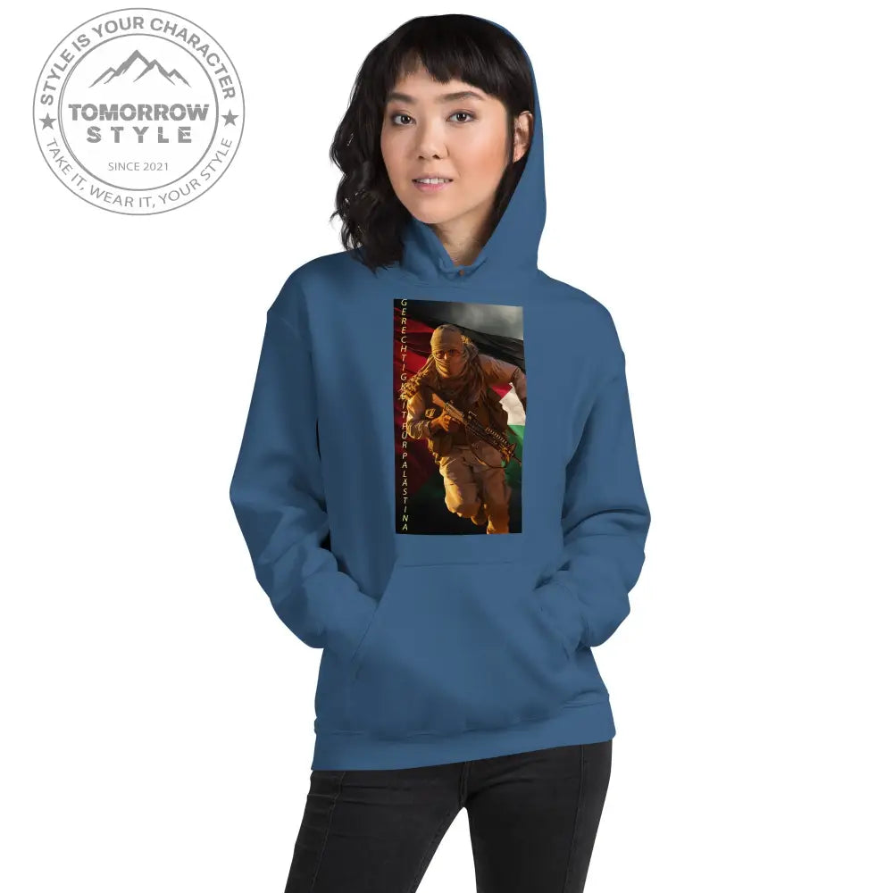 Bedruckter Damen Hoodie mit Motto „Gerechtigkeit für Palästina“ - Tomorrow Style