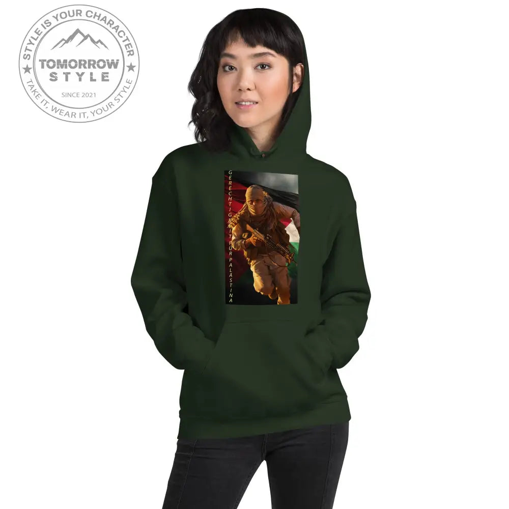 Bedruckter Damen Hoodie mit Motto „Gerechtigkeit für Palästina“ - Tomorrow Style