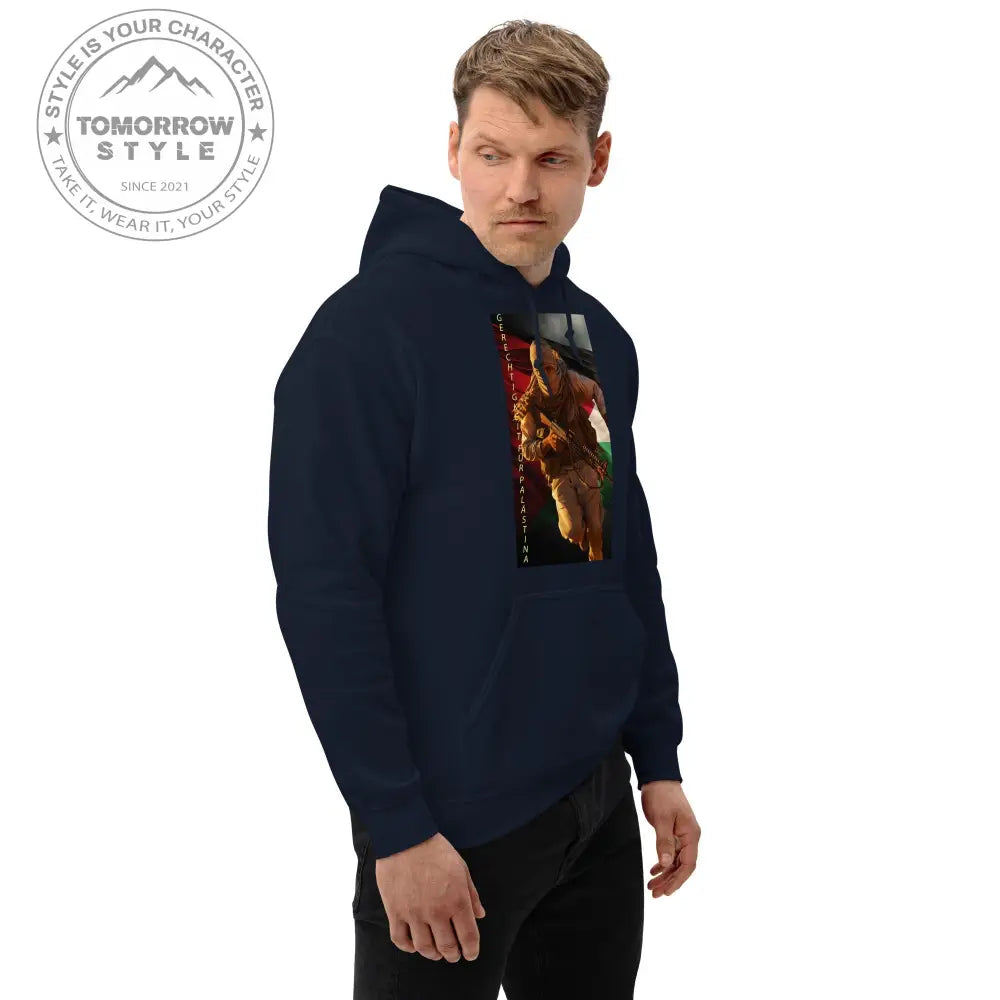 Bedruckter Herren Hoodie mit Motto „Gerechtigkeit für Palästina“ - Tomorrow Style