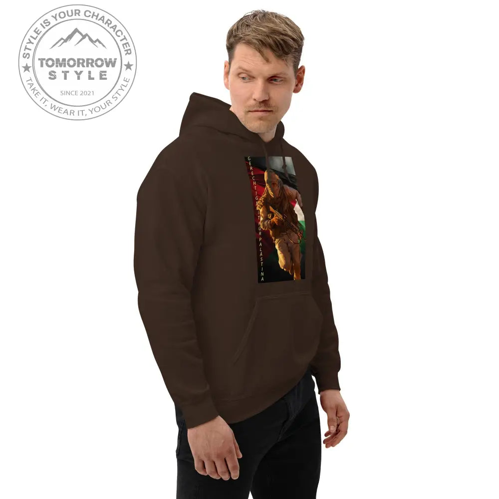 Bedruckter Herren Hoodie mit Motto „Gerechtigkeit für Palästina“ - Tomorrow Style