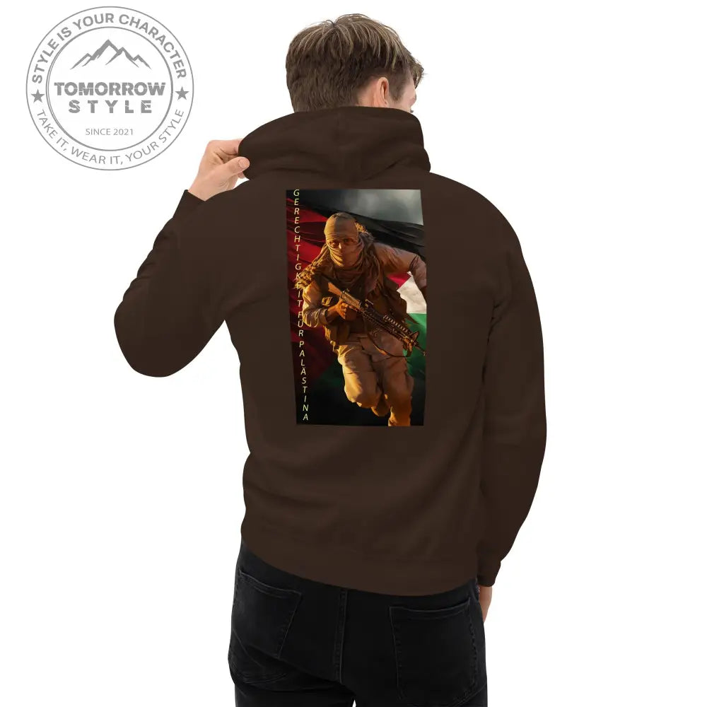 Bedruckter Herren Hoodie mit Motto „Gerechtigkeit für Palästina“ - Tomorrow Style