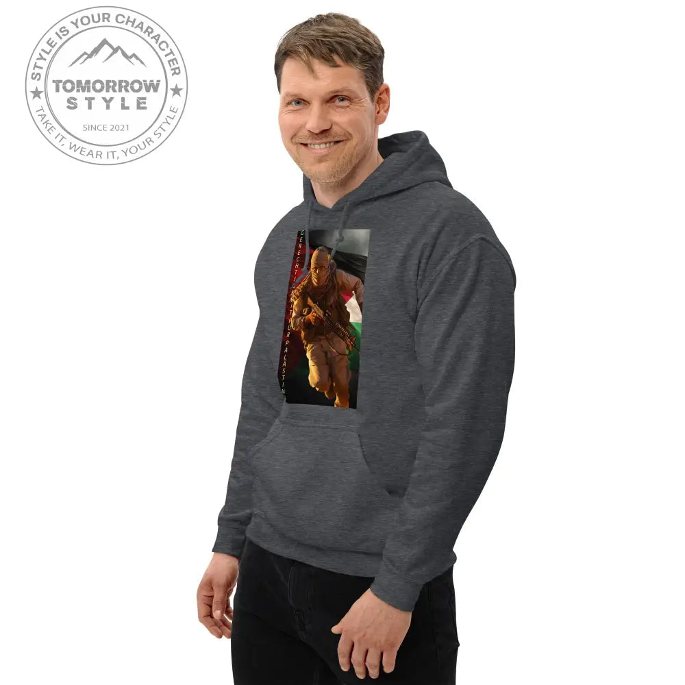 Bedruckter Herren Hoodie mit Motto „Gerechtigkeit für Palästina“ - Tomorrow Style