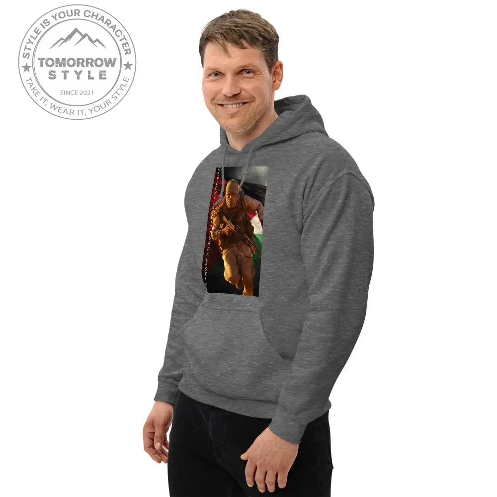 Bedruckter Herren Hoodie mit Motto „Gerechtigkeit für Palästina“ - Tomorrow Style
