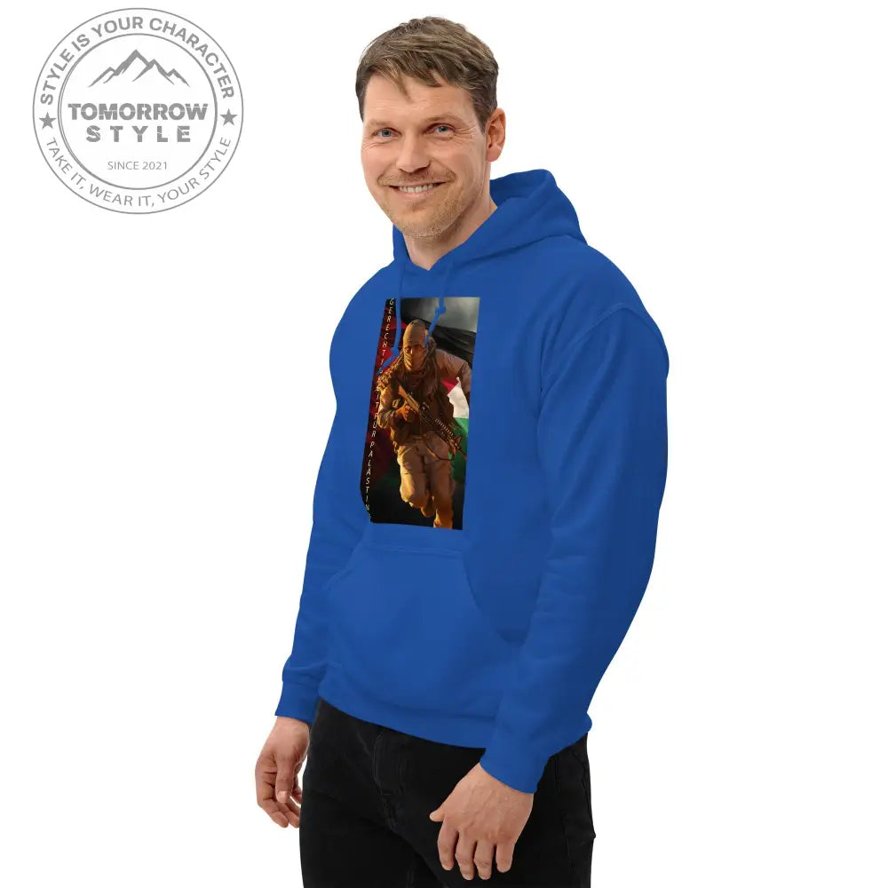 Bedruckter Herren Hoodie mit Motto „Gerechtigkeit für Palästina“ - Tomorrow Style