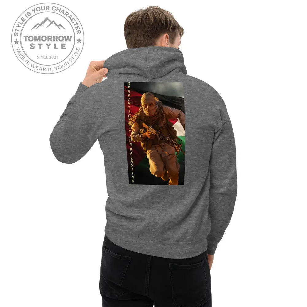 Bedruckter Herren Hoodie mit Motto „Gerechtigkeit für Palästina“ - Tomorrow Style