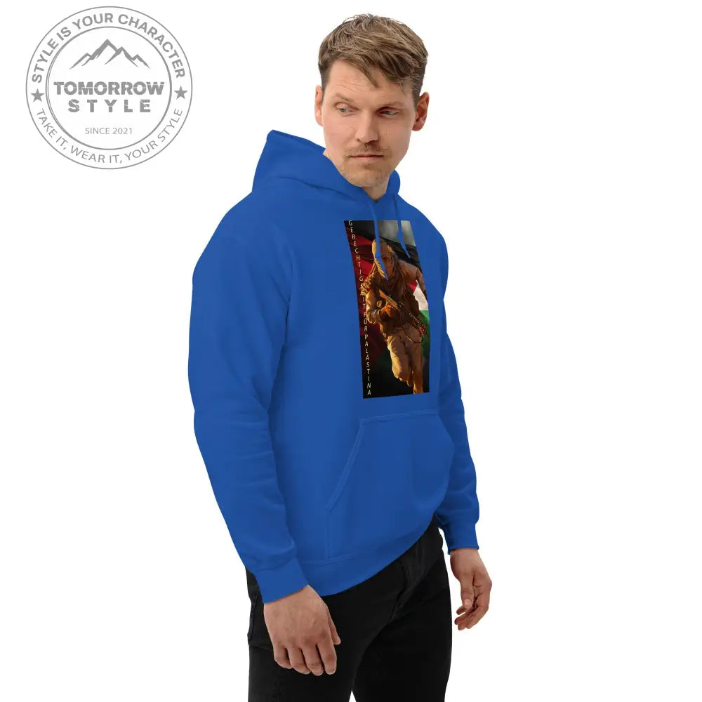 Bedruckter Herren Hoodie mit Motto „Gerechtigkeit für Palästina“ - Tomorrow Style