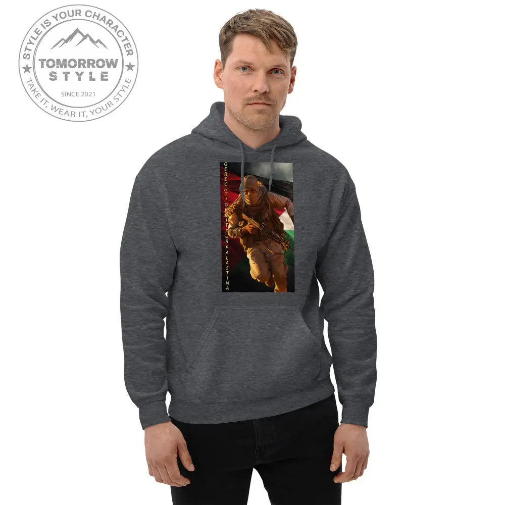 Bedruckter Herren Hoodie mit Motto „Gerechtigkeit für Palästina“ - Tomorrow Style