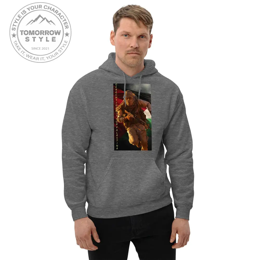 Bedruckter Herren Hoodie mit Motto „Gerechtigkeit für Palästina“ - Tomorrow Style