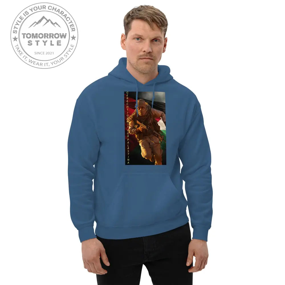 Bedruckter Herren Hoodie mit Motto „Gerechtigkeit für Palästina“ - Tomorrow Style