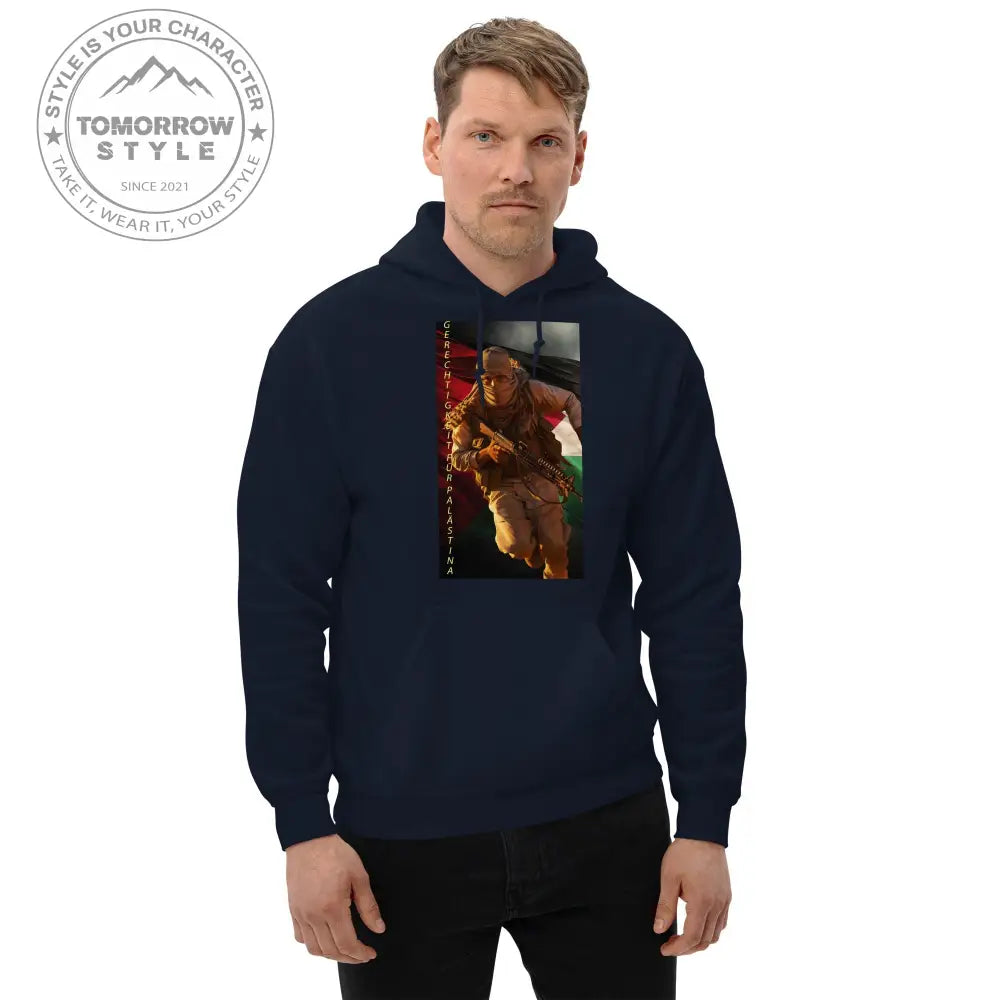 Bedruckter Herren Hoodie mit Motto „Gerechtigkeit für Palästina“ - Tomorrow Style