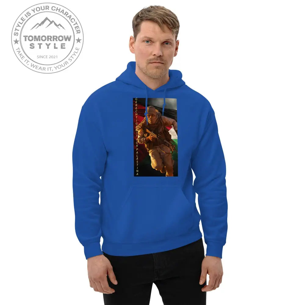 Bedruckter Herren Hoodie mit Motto „Gerechtigkeit für Palästina“ - Tomorrow Style