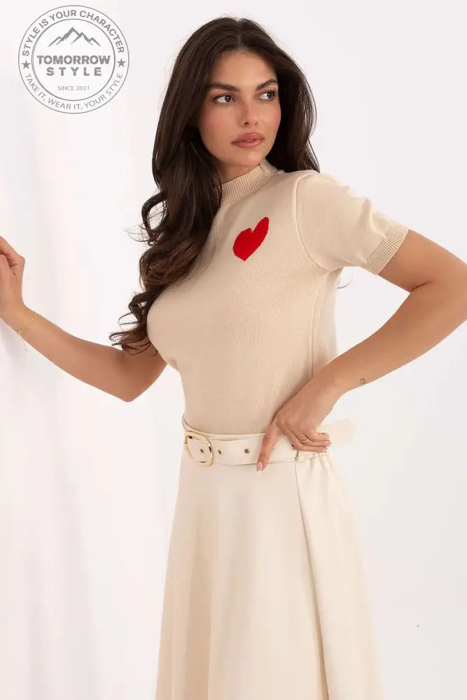 Bequemer Damenpullover mit Herz - Print und Rundhalsausschnitt - Tomorrow Style